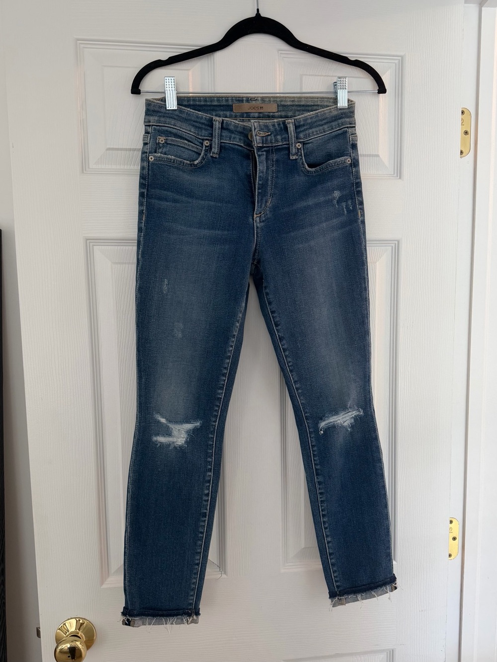 Joe's Jeans Dark Blue Distressed Cropped Ankle Jeans